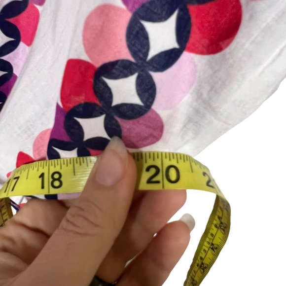 Boden White Multicolor Circle Print Wide Shoulder V Neck Long Tunic Top 4 - Picture 7 of 9